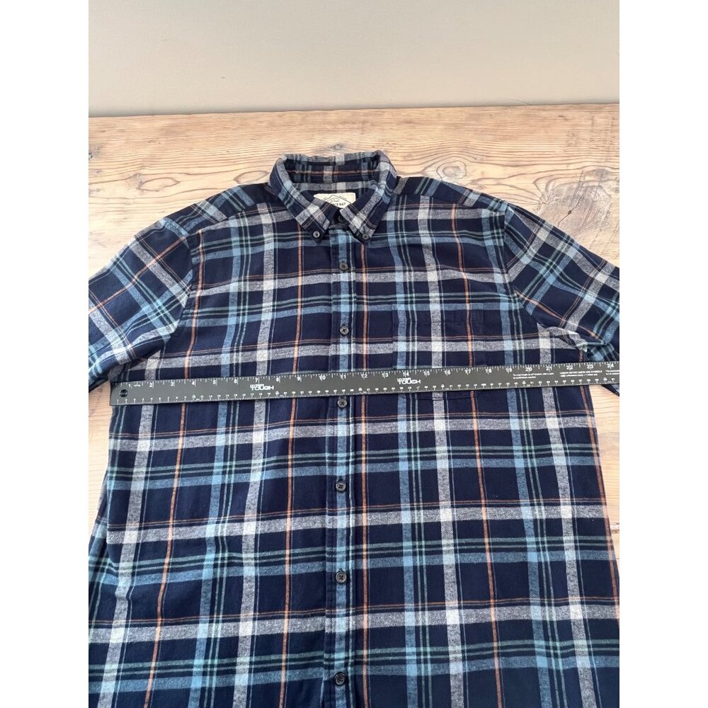 St Johns Bay Flannel Button Up Shirt Mens L Navy Plaid 100% Cotton - Picture 5 of 6